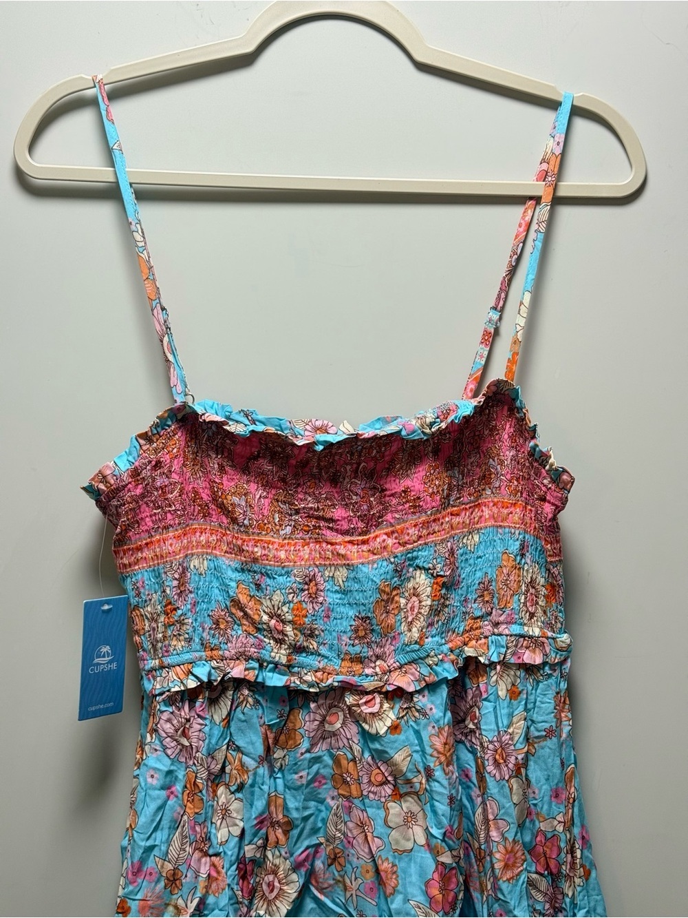New CupShe Pink & Aqua Sleeveless Square Neck Mini Dress. XL - Picture 6 of 12